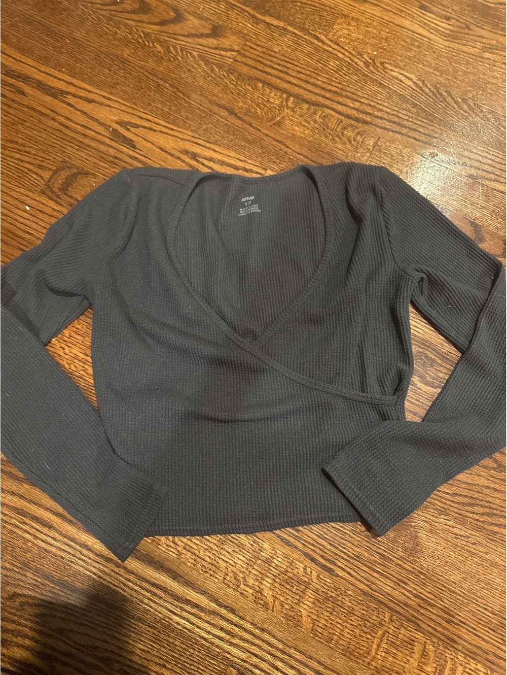 Aerie XS Dark Gray Faux Wrap Shirt